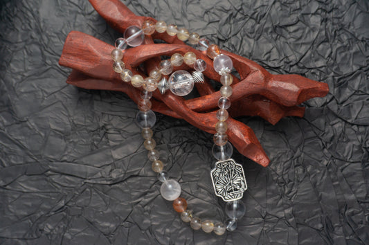Handmade Double loop Bracelet with Super Seven and Rutilated Quartz