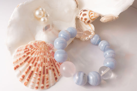 Handmade Aquamarine and Clear Quartz Purification Bracelet