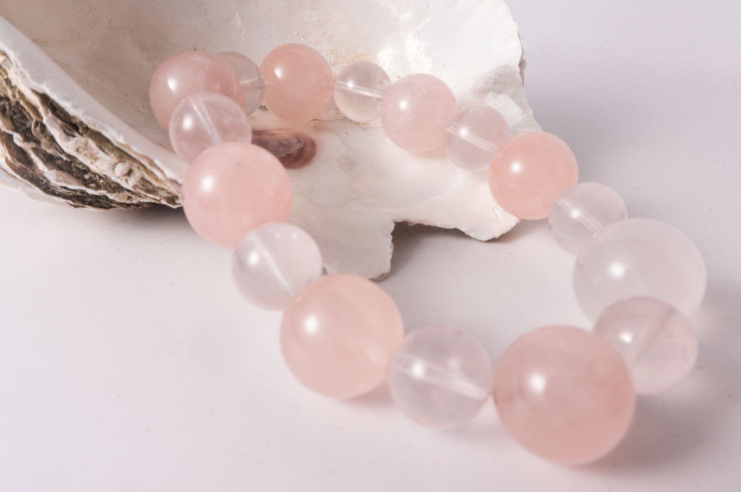 Handmade Rose Quartz and Clear Quartz Romantic Bracelet