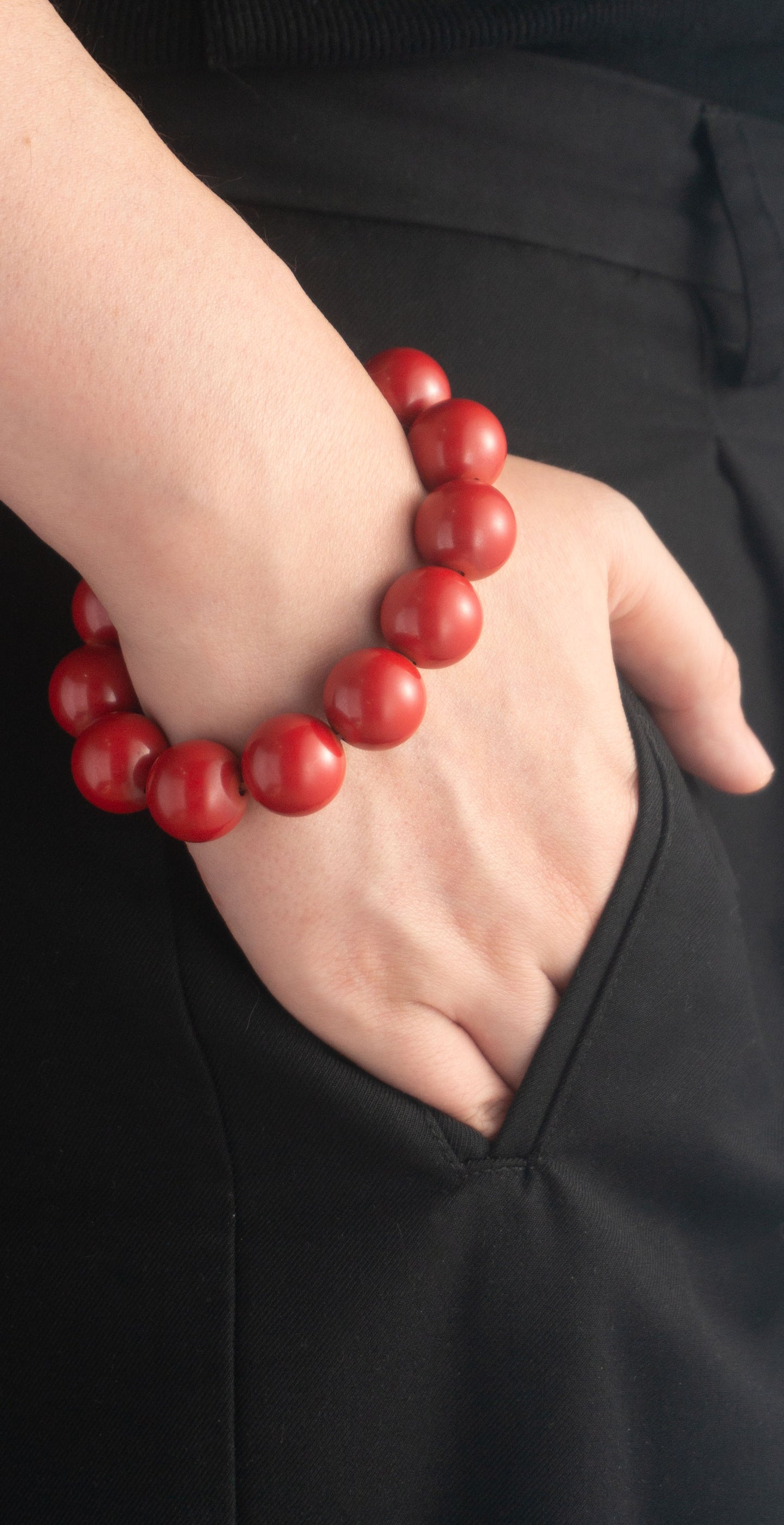 High Purity Large Beaded Cinnabar Bracelet