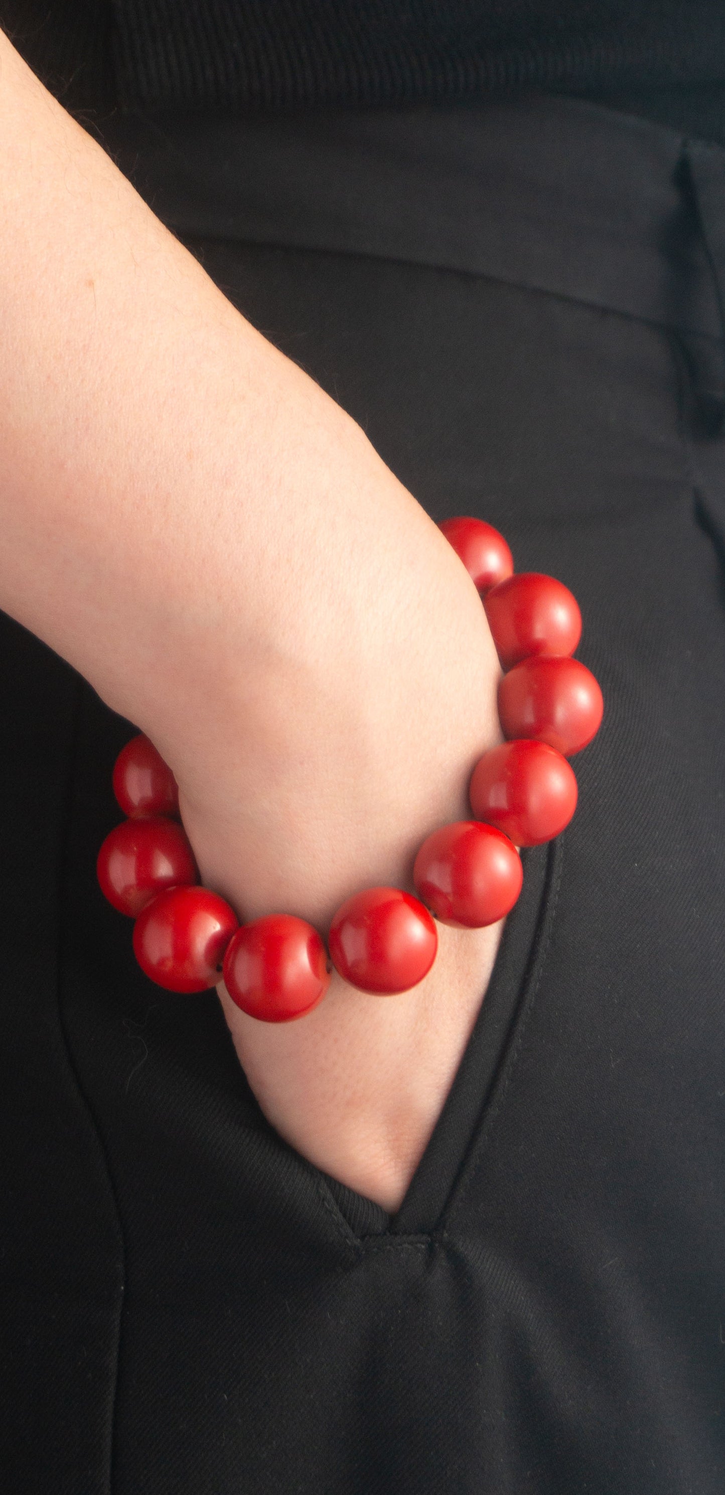 High Purity Large Beaded Cinnabar Bracelet