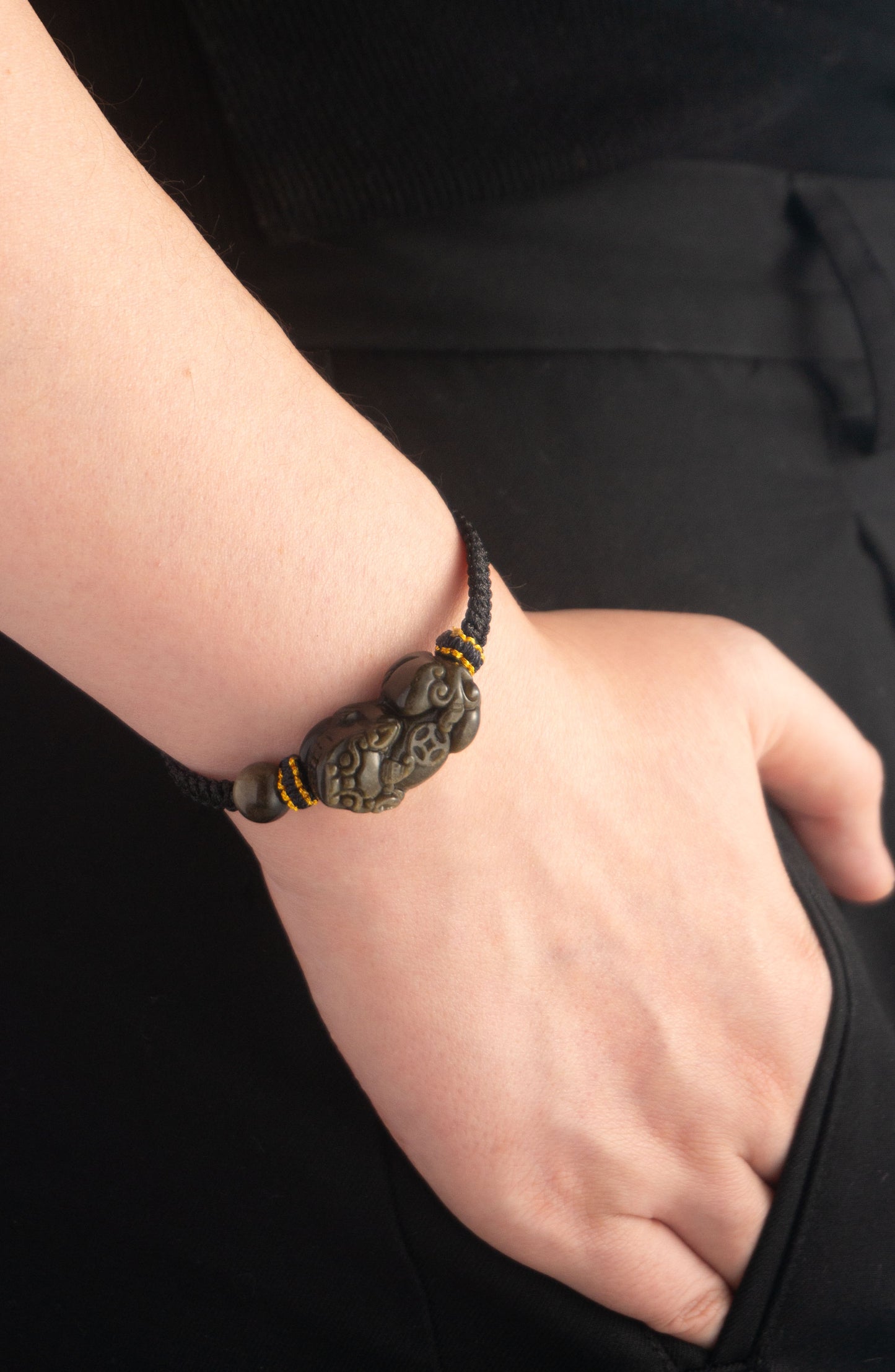 Agate Pixiu Woven Beaded Bracelet