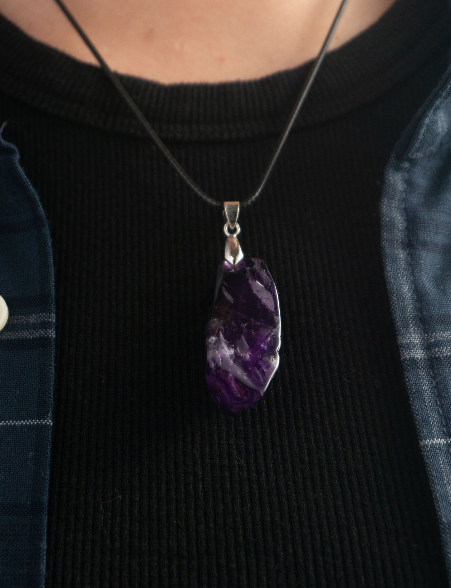 Premium Amethyst Raw Stone Pendant