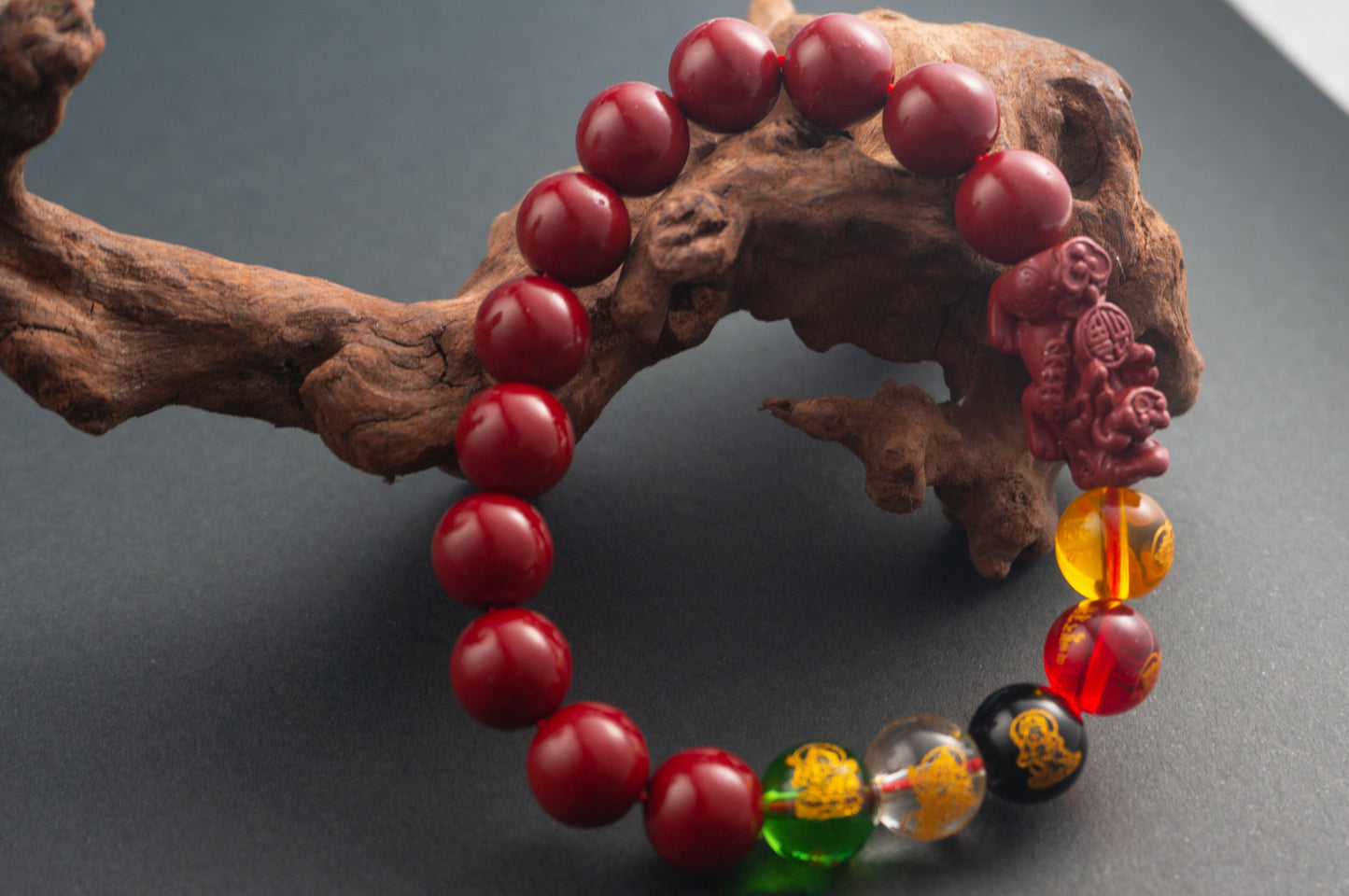God of Five-Way Wealth Cinnabar Bracelet with Pixiu