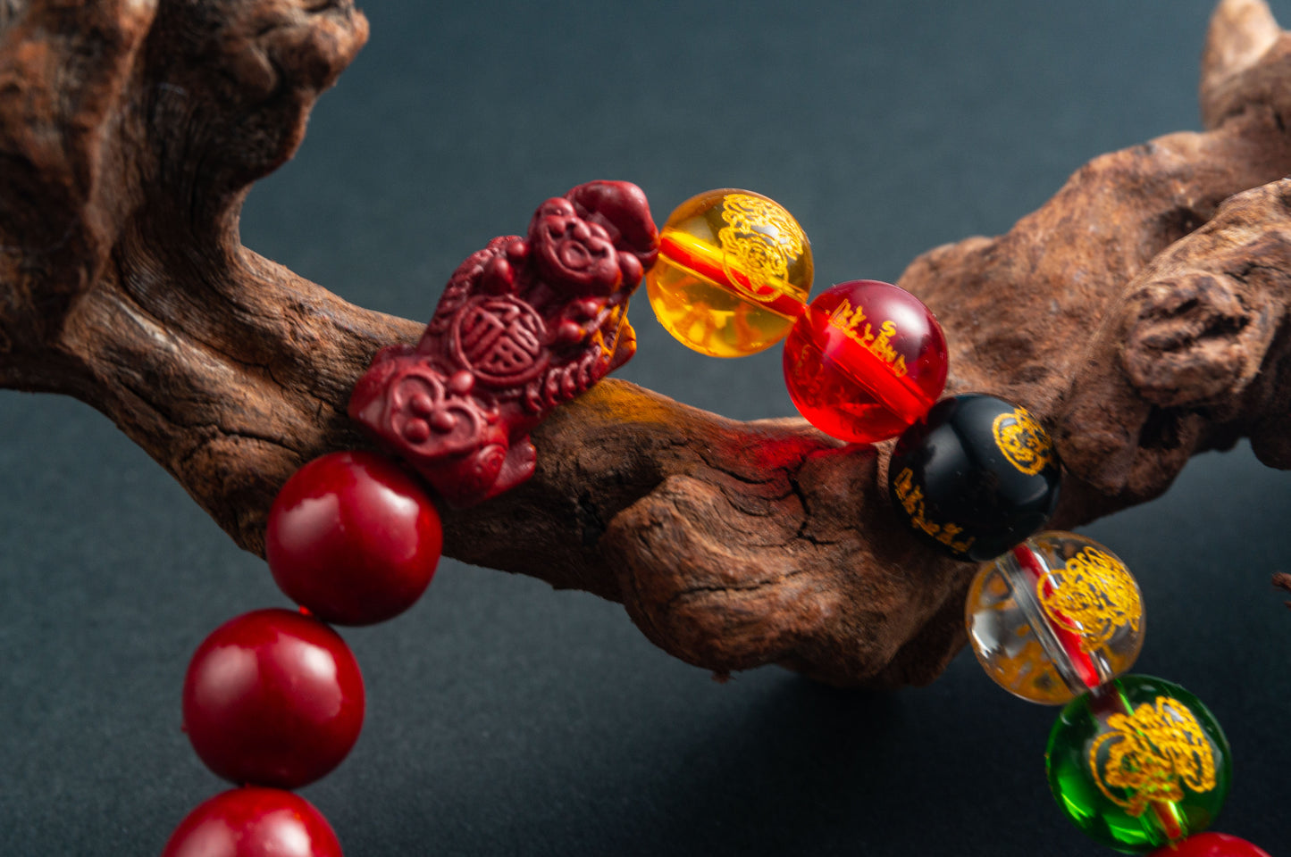 God of Five-Way Wealth Cinnabar Bracelet with Pixiu