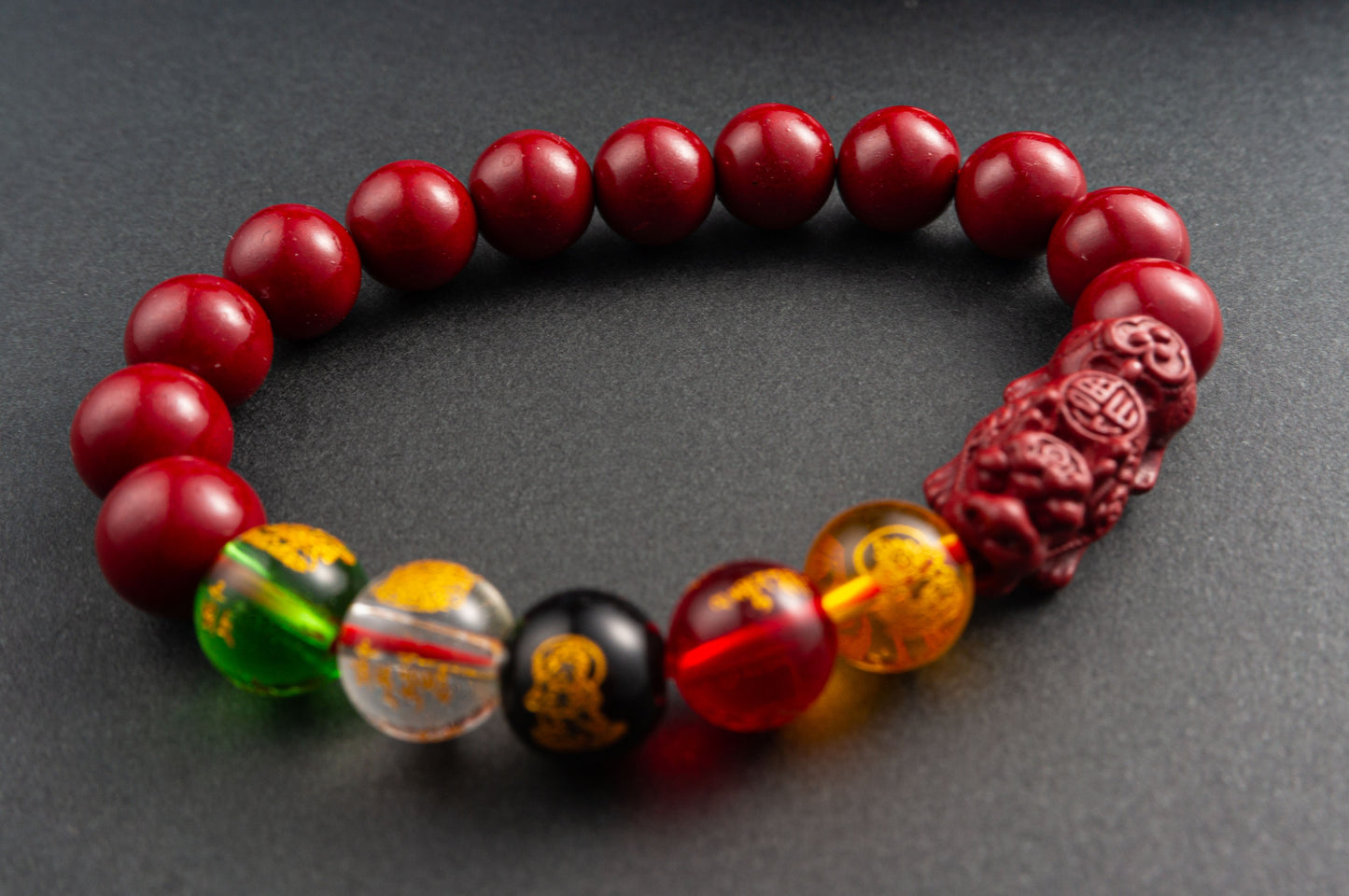 God of Five-Way Wealth Cinnabar Bracelet with Pixiu