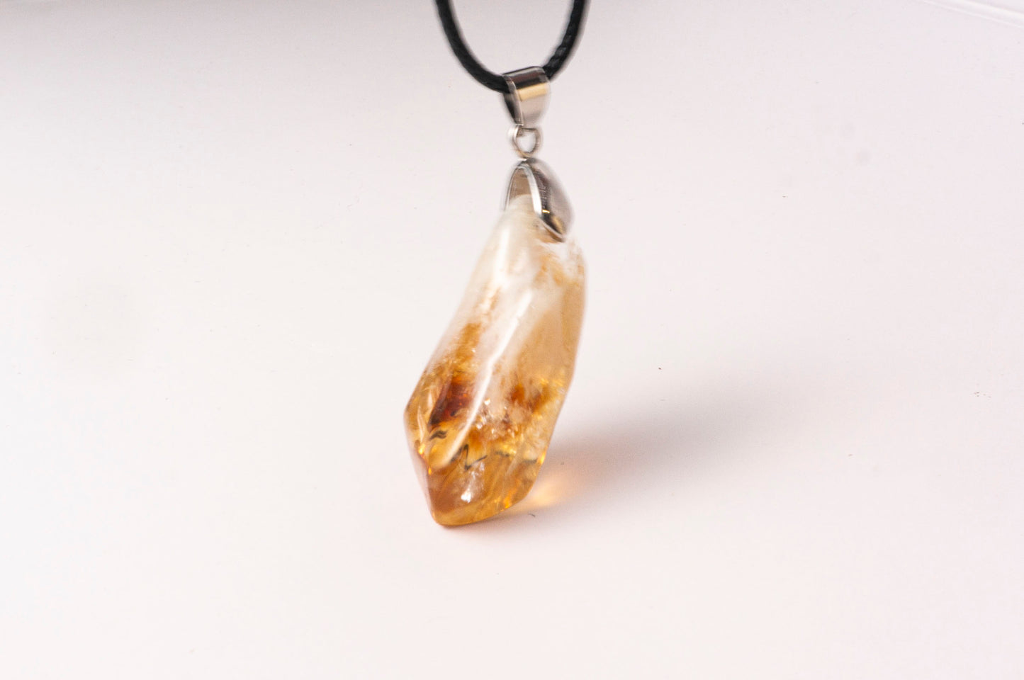 Citrine with White Pattern Raw Stone Pendant