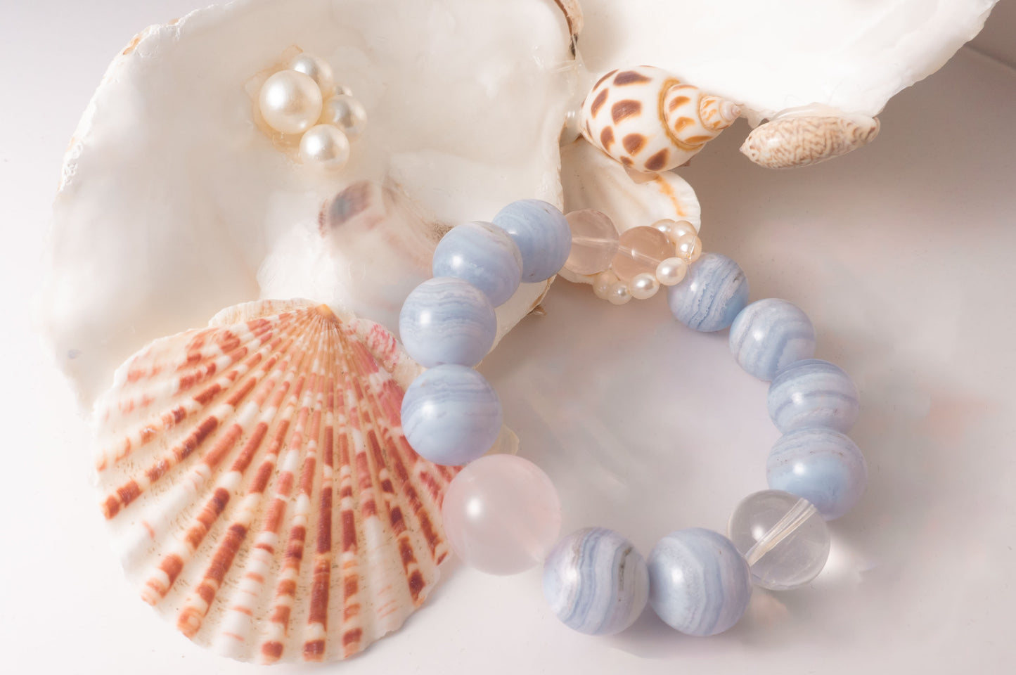 Handmade Aquamarine and Clear Quartz Purification Bracelet