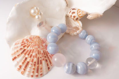 Handmade Aquamarine and Clear Quartz Purification Bracelet