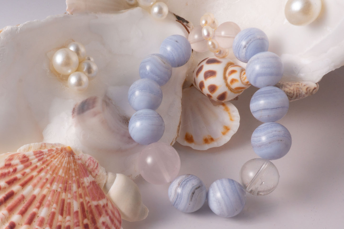 Handmade Aquamarine and Clear Quartz Purification Bracelet
