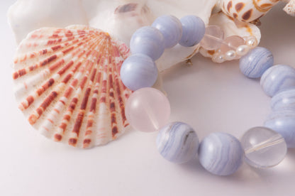 Handmade Aquamarine and Clear Quartz Purification Bracelet