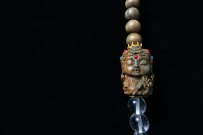 Crystal and Wood Double Loop Bracelet
