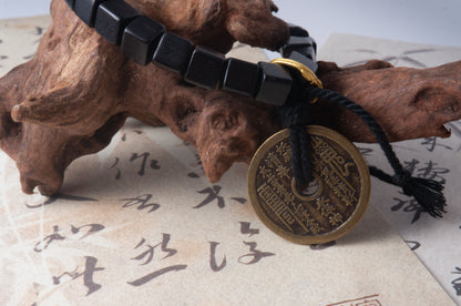 Six-Word Mantra Coin Sandalwood Bracelet