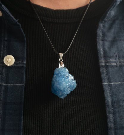 Blue Crystal Raw Stone Pendant