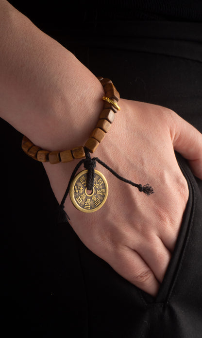 Six-Word Mantra Coin Sandalwood Bracelet