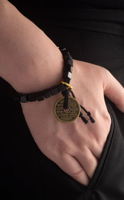 Six-Word Mantra Coin Sandalwood Bracelet