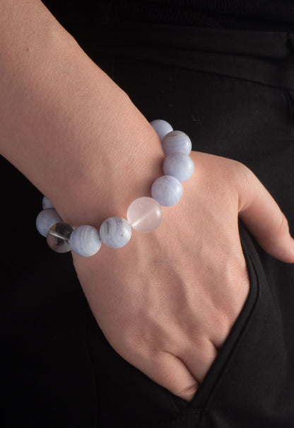 Handmade Aquamarine and Clear Quartz Purification Bracelet