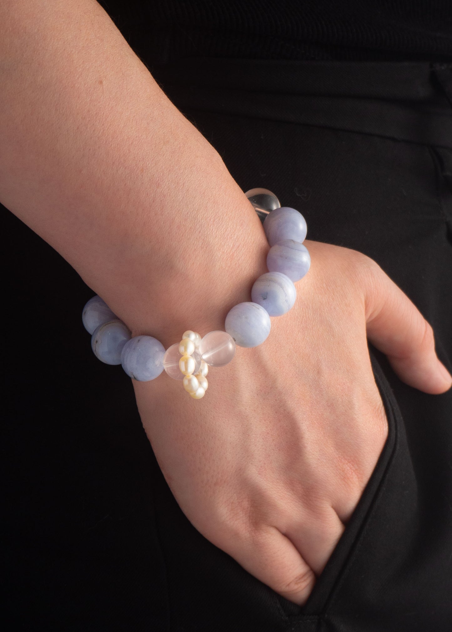 Handmade Aquamarine and Clear Quartz Purification Bracelet