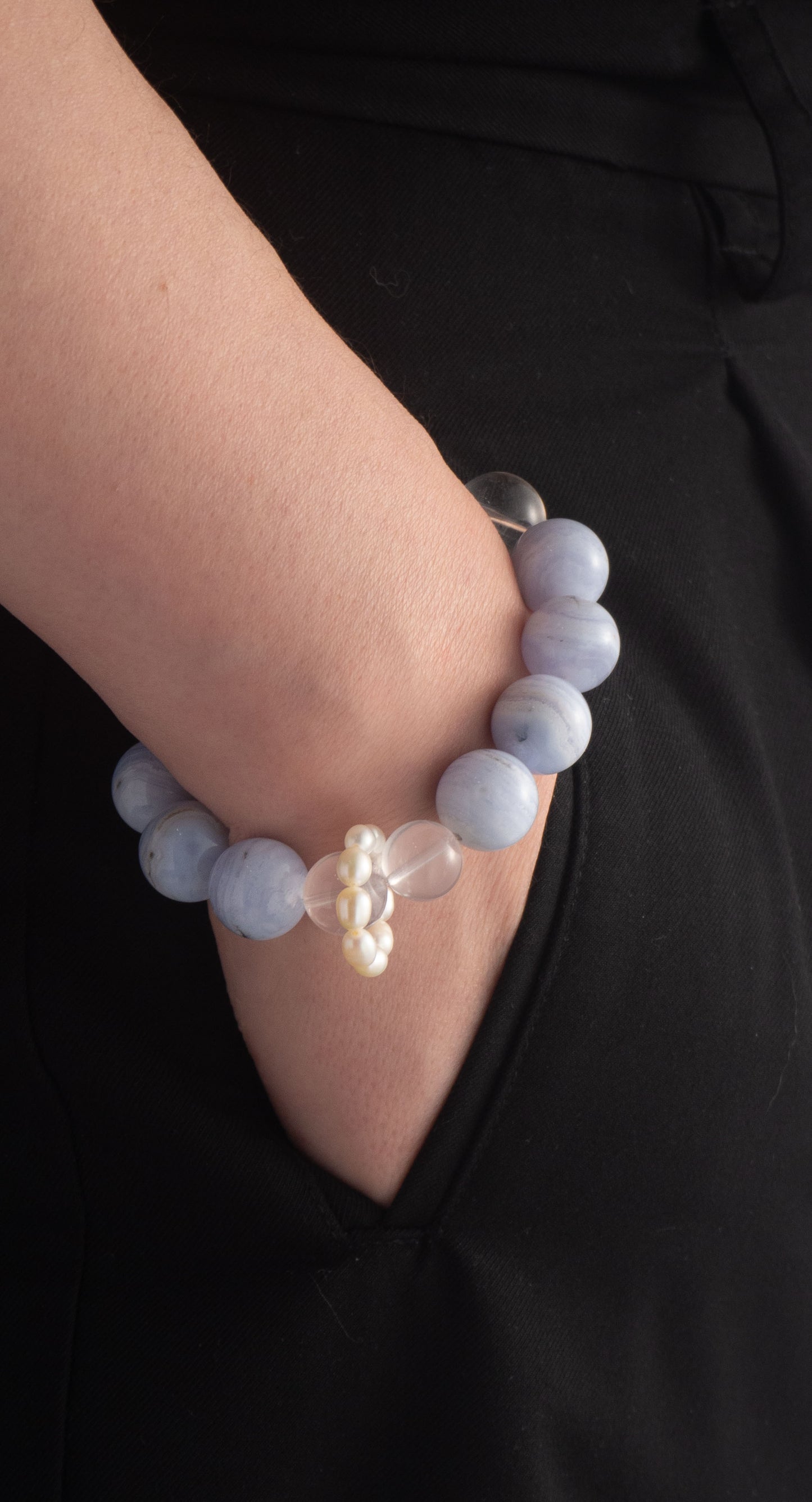 Handmade Aquamarine and Clear Quartz Purification Bracelet