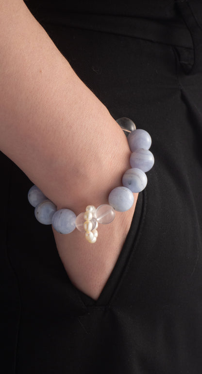Handmade Aquamarine and Clear Quartz Purification Bracelet