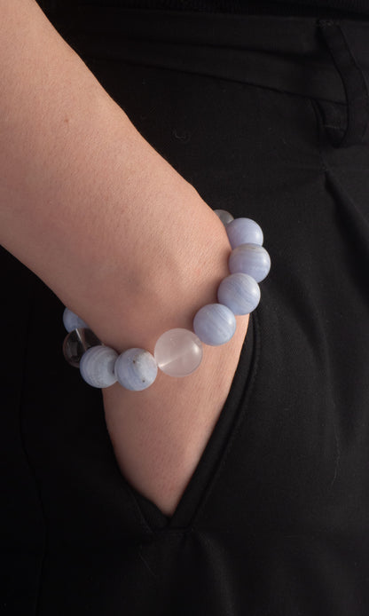 Handmade Aquamarine and Clear Quartz Purification Bracelet